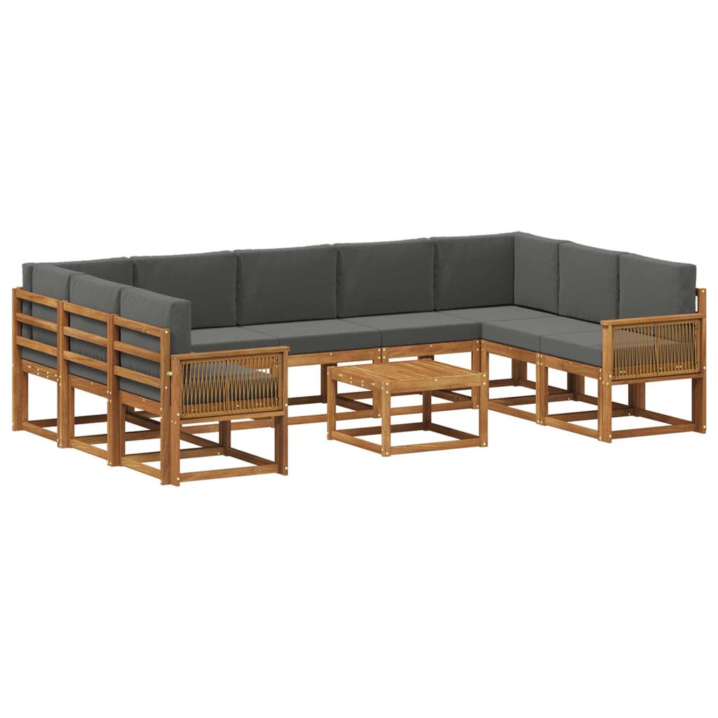 Outdoor-Sofagarnitur mit Kissen 10 pcs Natur und Anthrazit