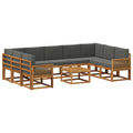 Outdoor-Sofagarnitur mit Kissen 10 pcs Natur und Anthrazit