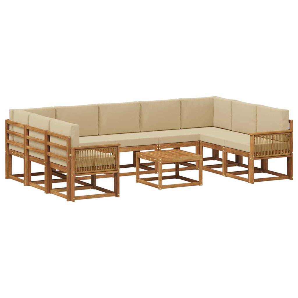Outdoor-Sofagarnitur 10 pcs Natur und Beige Massivholz Akazie