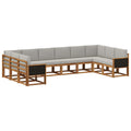 Outdoor-Sofagarnitur mit Kissen 10 pcs Natürlich und Hellgrau