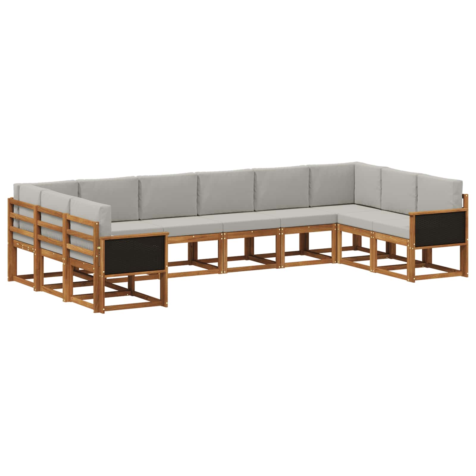 Outdoor-Sofagarnitur mit Kissen 10 pcs Natürlich und Hellgrau
