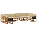 Outdoor-Sofagarnitur 10 pcs Natur und Beige Massivholz Akazie