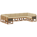 Outdoor-Sofagarnitur 10 pcs Natur und Beige Massivholz Akazie