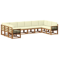 Outdoor-Sofagarnitur 10 pcs Natur und Creme Massivholz Akazie