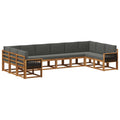 Outdoor-Sofagarnitur mit Kissen 10 pcs Natur und Anthrazit