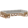 Outdoor-Sofagarnitur mit Kissen 10 pcs Natürlich und Hellgrau