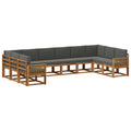 Outdoor-Sofagarnitur mit Kissen 10 pcs Natur und Anthrazit