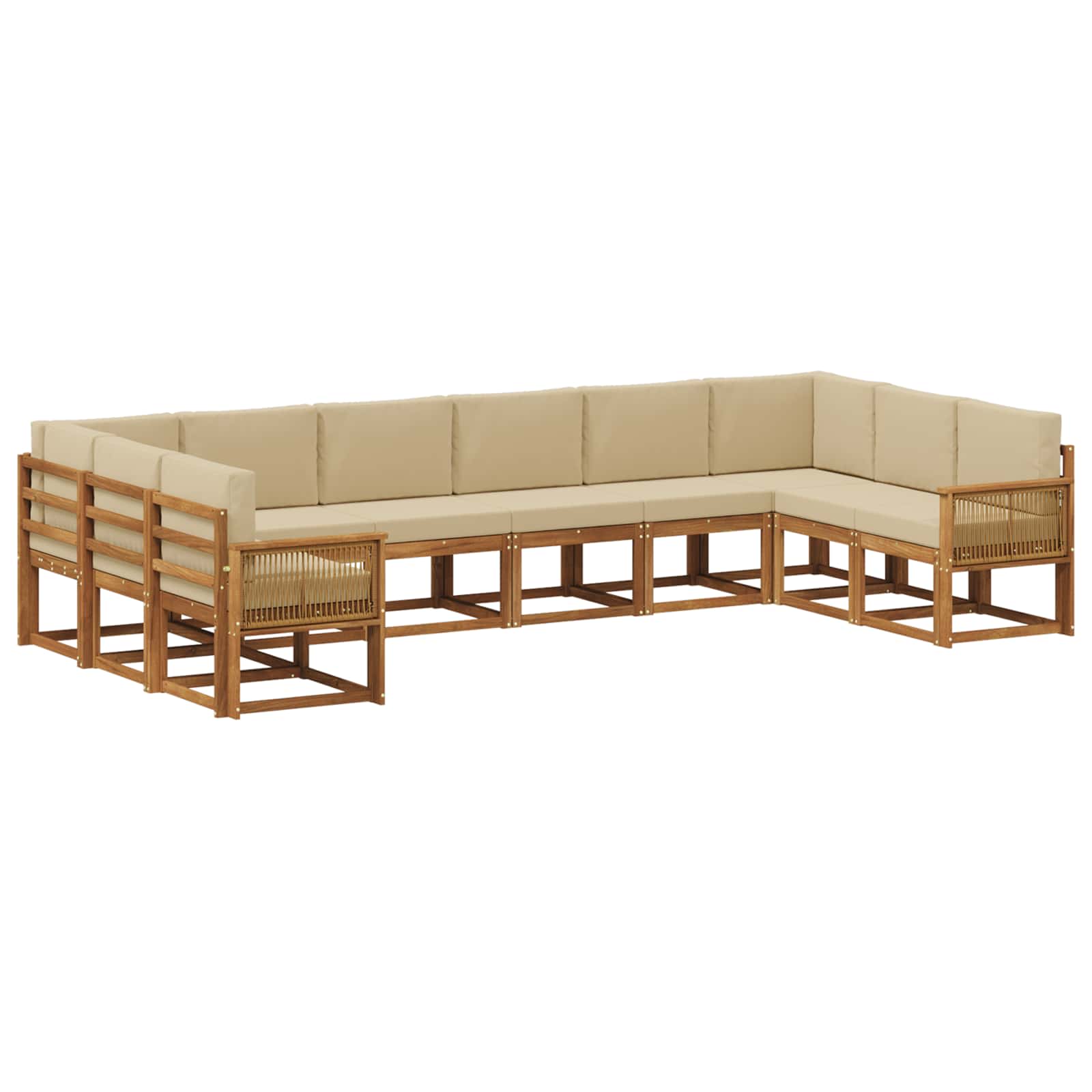 Outdoor-Sofagarnitur 10 pcs Natur und Beige Massivholz Akazie