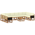 Outdoor-Sofagarnitur 11 pcs Natur und Creme Massivholz Akazie