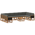 Outdoor-Sofagarnitur mit Kissen 11 pcs Natur und Anthrazit