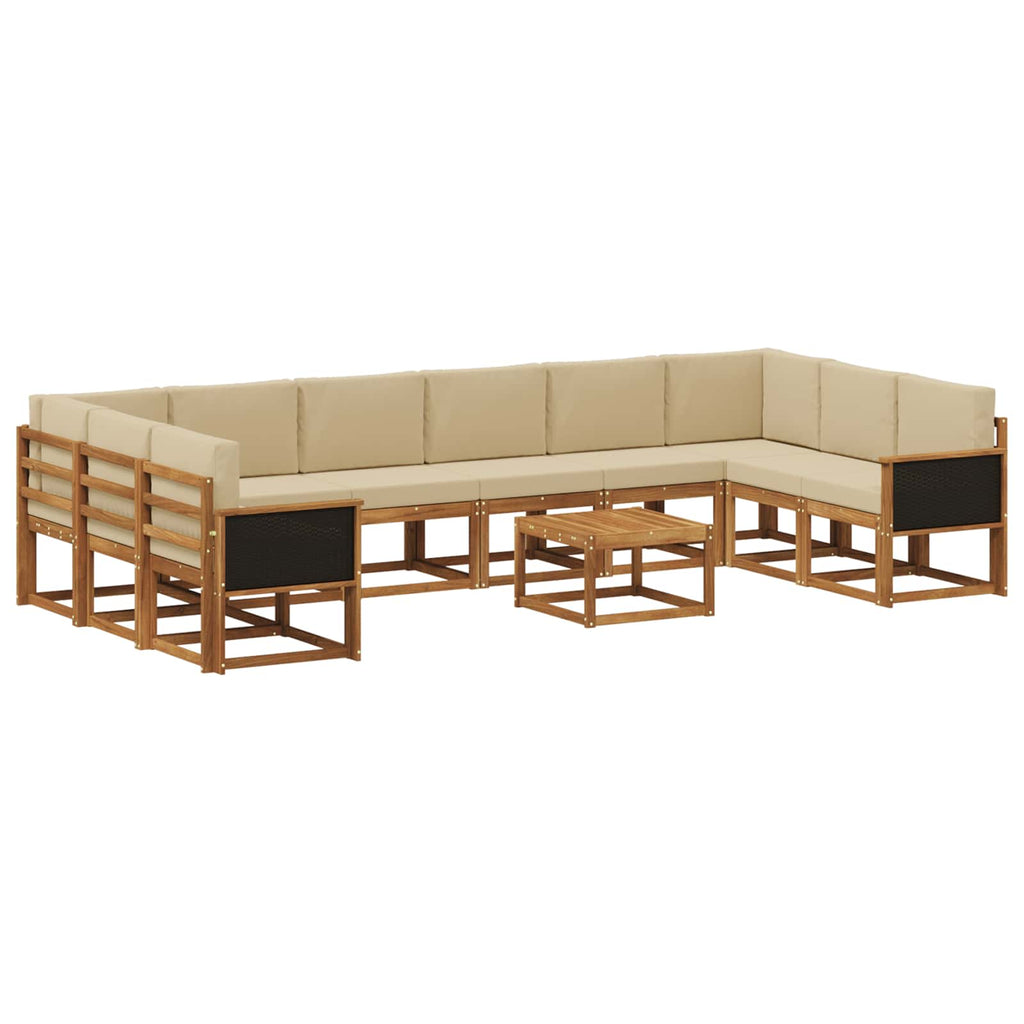 Outdoor-Sofagarnitur 11 pcs Natur und Beige Massivholz Akazie
