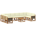 Outdoor-Sofagarnitur 11 pcs Natur und Creme Massivholz Akazie