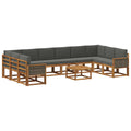 Outdoor-Sofagarnitur mit Kissen 11 pcs Natur und Anthrazit