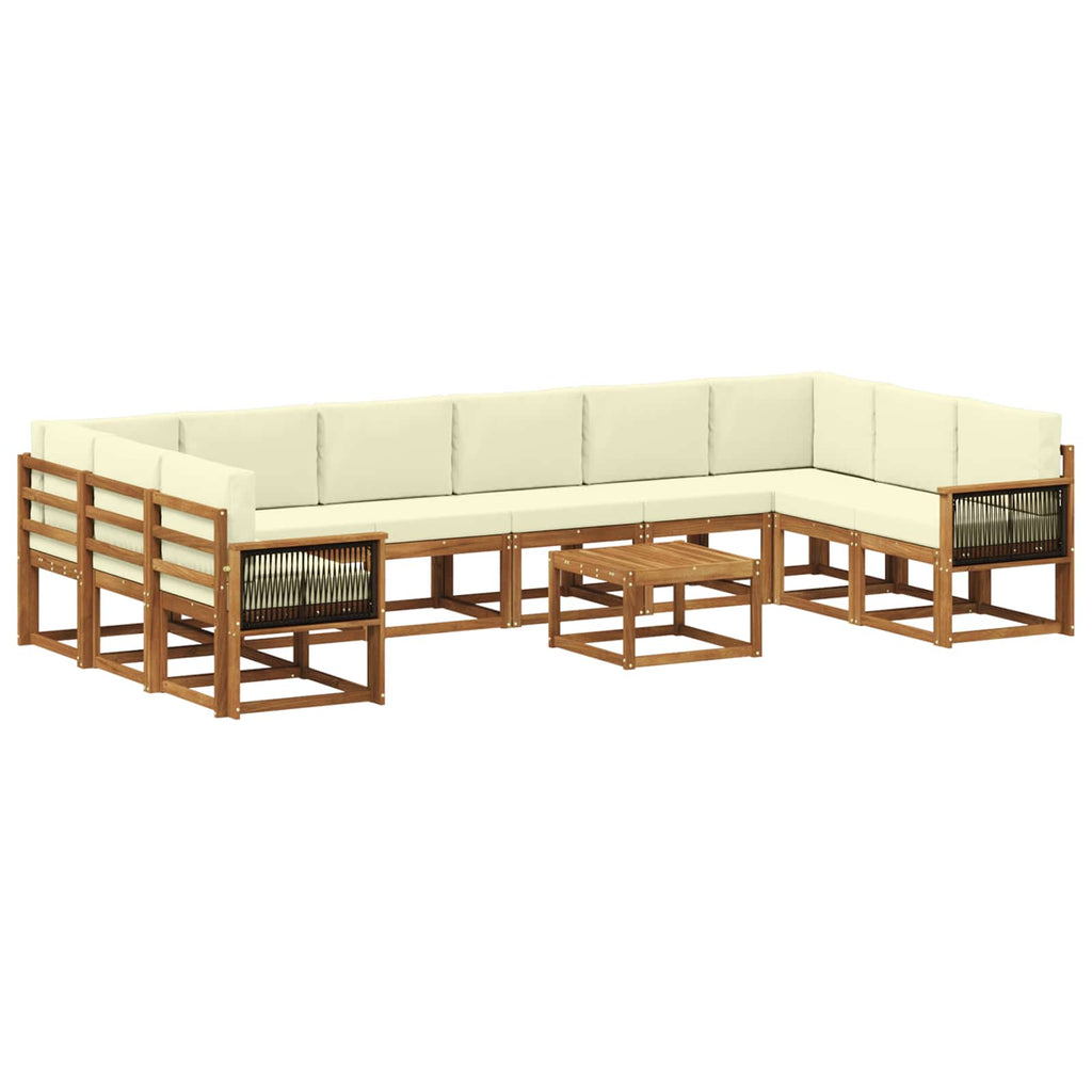 Outdoor-Sofagarnitur 11 pcs Natur und Creme Massivholz Akazie