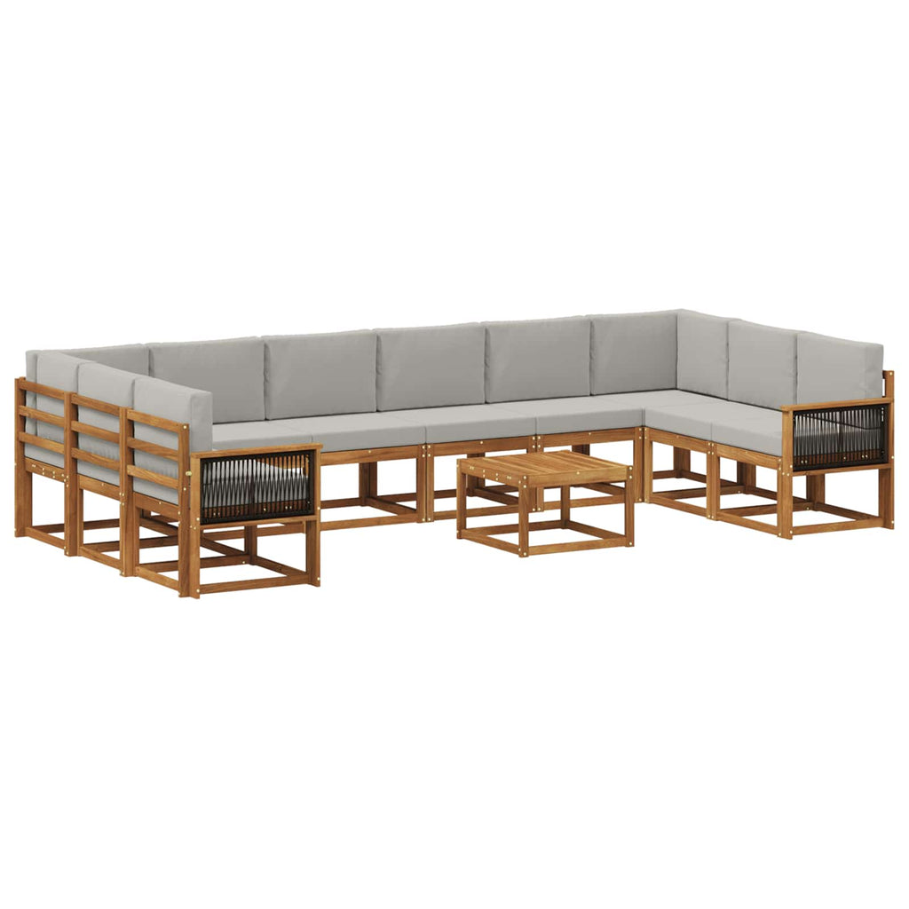 Outdoor-Sofagarnitur mit Kissen 11 pcs Natürlich und Hellgrau