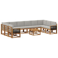 Outdoor-Sofagarnitur mit Kissen 11 pcs Natürlich und Hellgrau