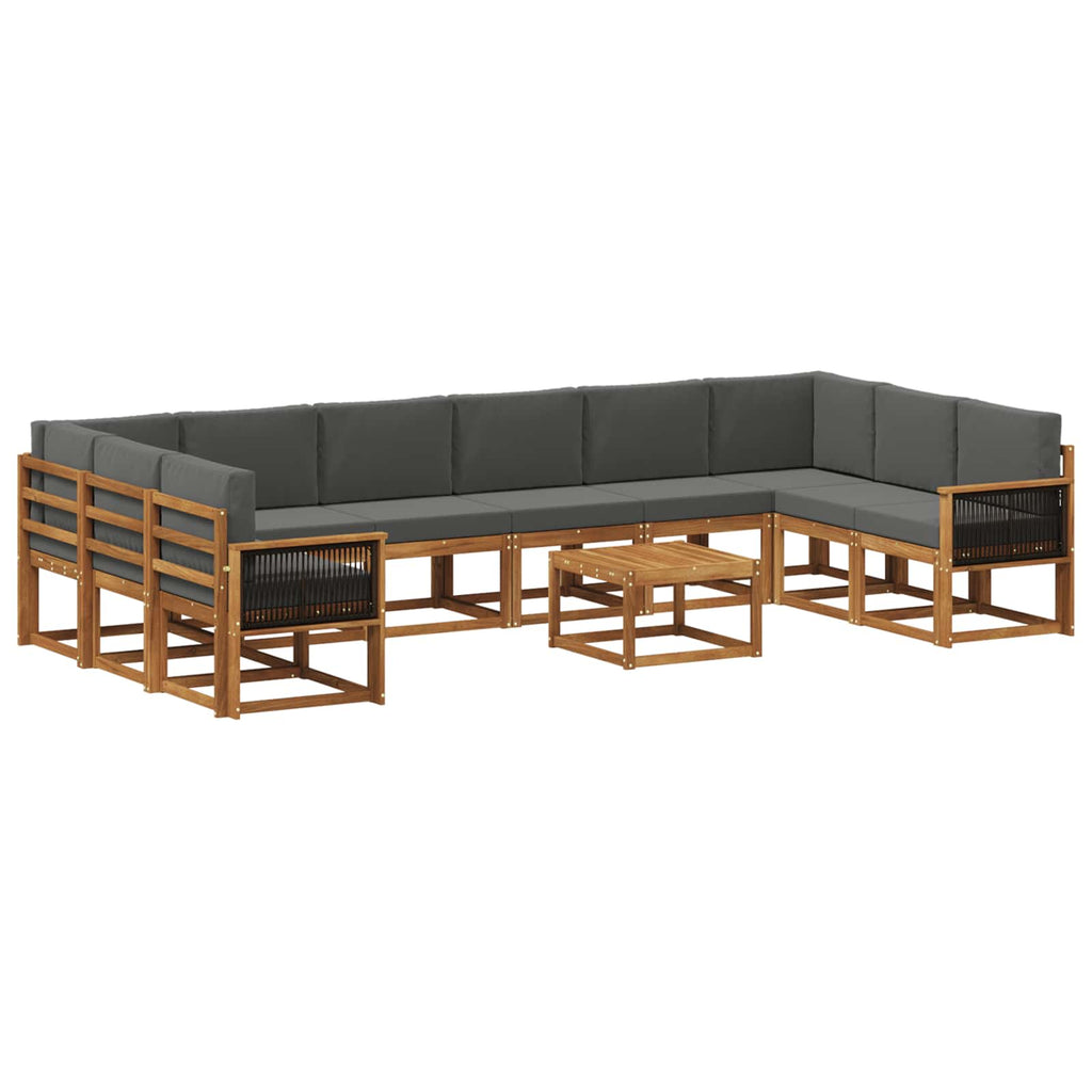 Outdoor-Sofagarnitur mit Kissen 11 pcs Natur und Anthrazit