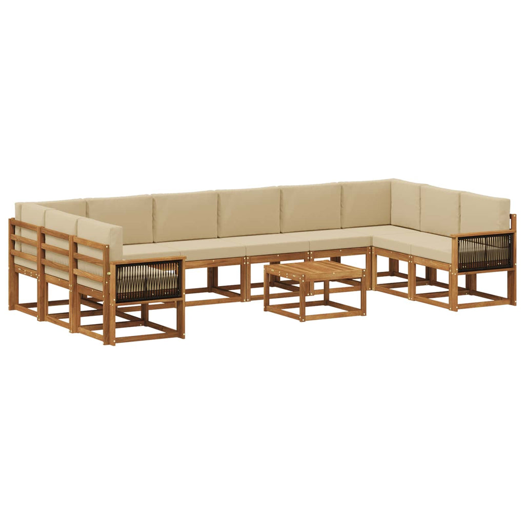 Outdoor-Sofagarnitur 11 pcs Natur und Beige Massivholz Akazie