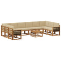 Outdoor-Sofagarnitur 11 pcs Natur und Beige Massivholz Akazie