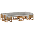 Outdoor-Sofagarnitur mit Kissen 11 pcs Natürlich und Hellgrau