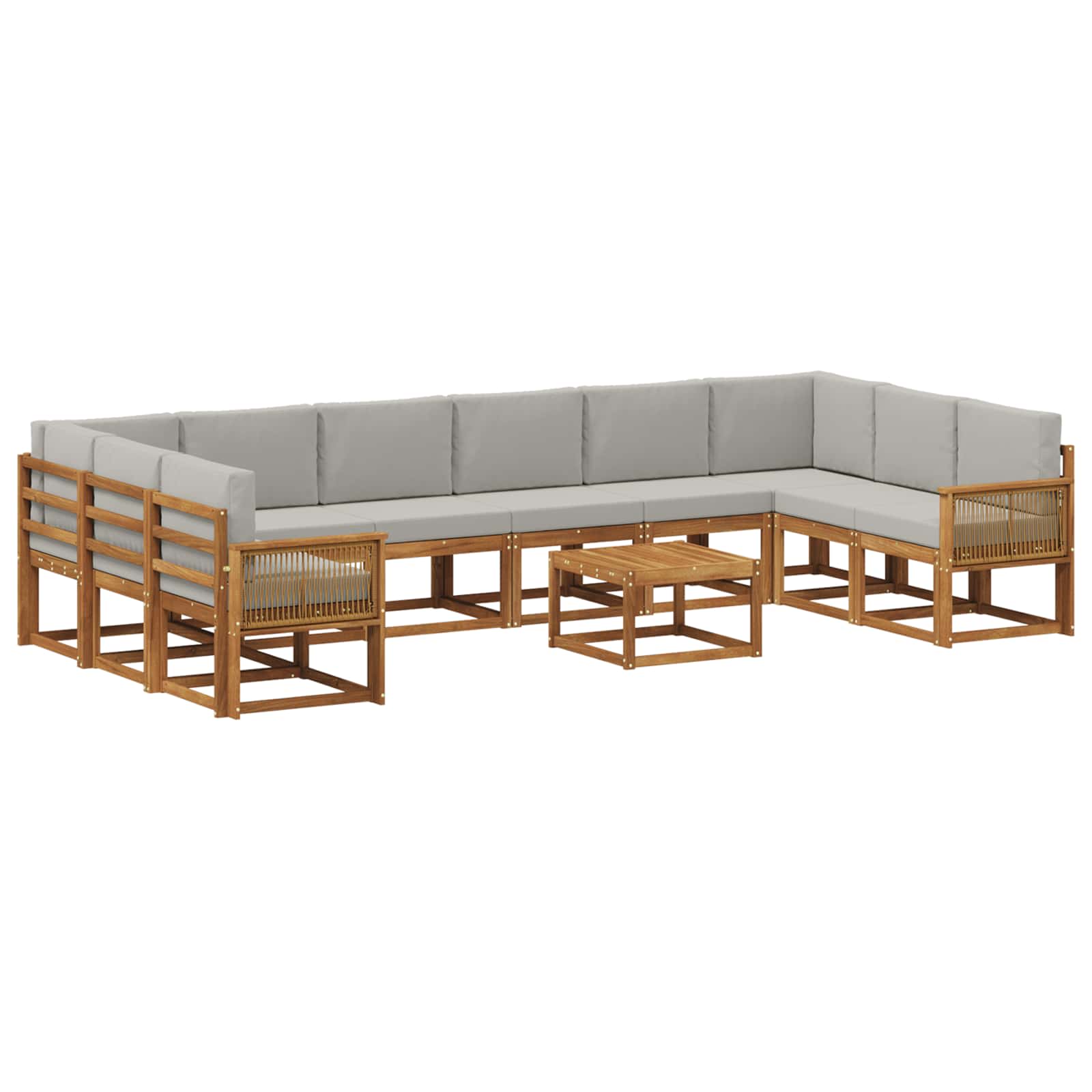 Outdoor-Sofagarnitur mit Kissen 11 pcs Natürlich und Hellgrau