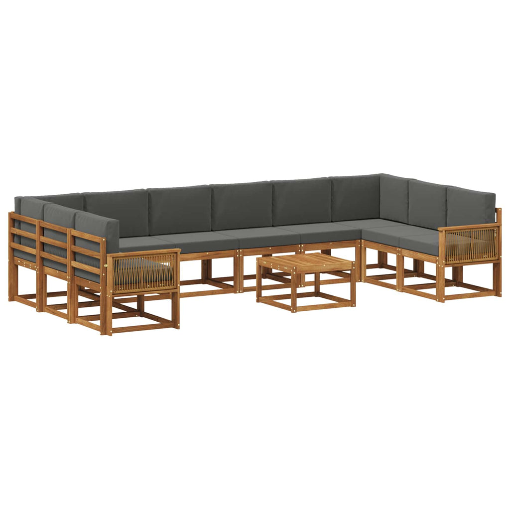 Outdoor-Sofagarnitur mit Kissen 11 pcs Natur und Anthrazit