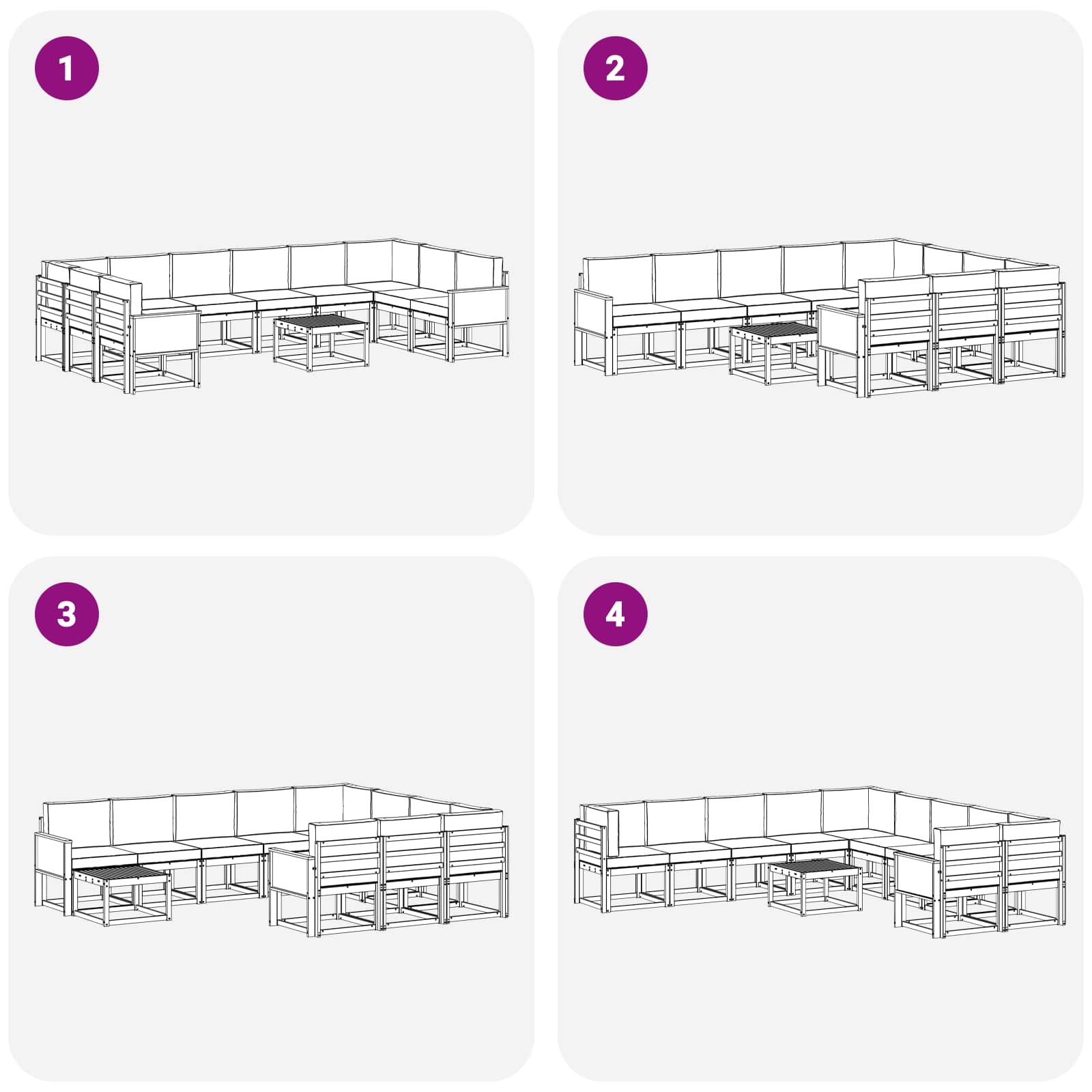 Outdoor-Sofagarnitur mit Kissen 11 pcs Natur und Anthrazit