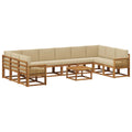 Outdoor-Sofagarnitur 11 pcs Natur und Beige Massivholz Akazie