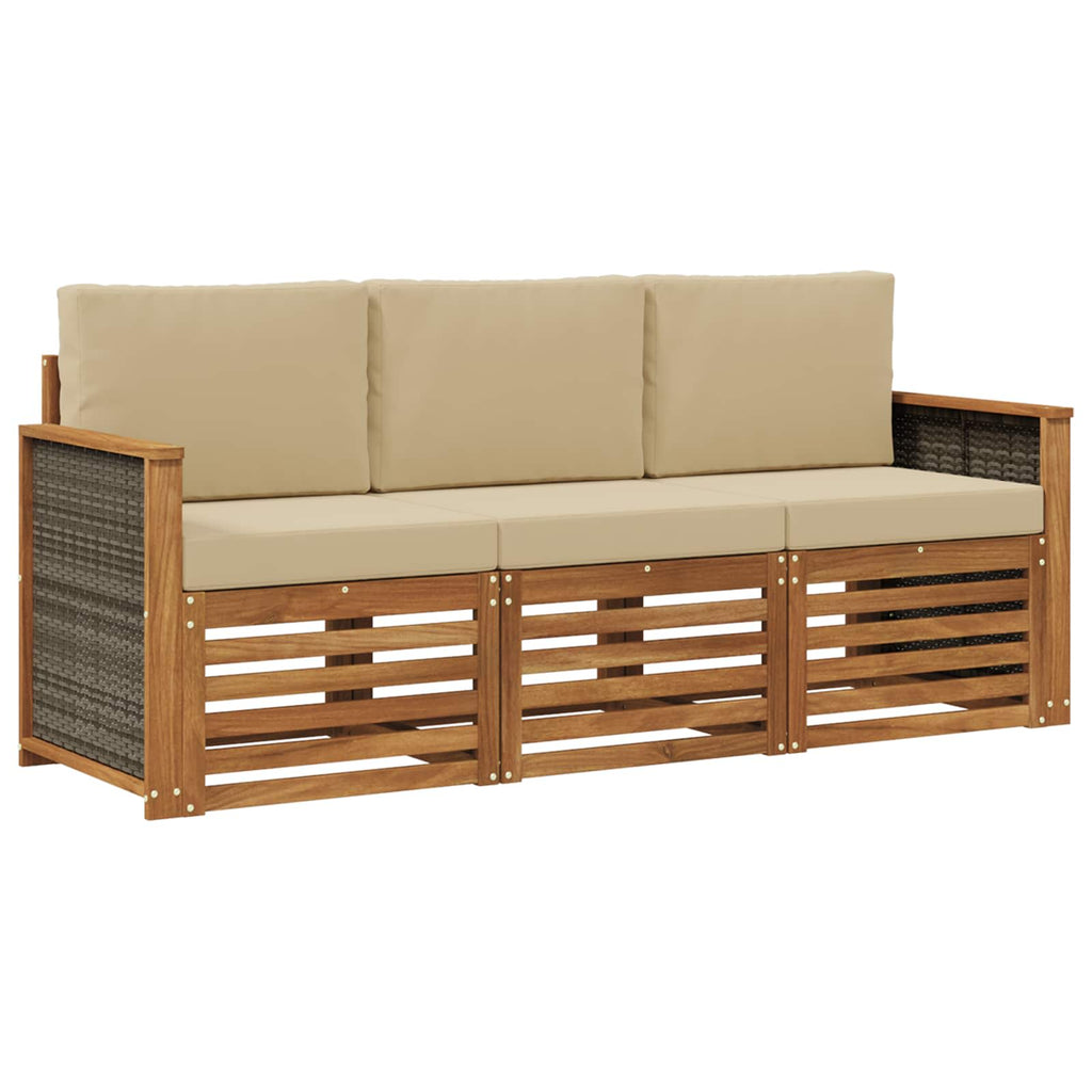 Sofagarnituren mit Kissen 3 pcs Massivholz Akazie