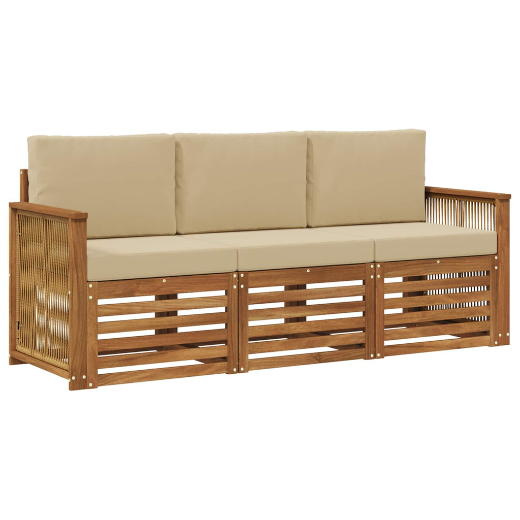 Sofagarnituren mit Kissen 3 pcs Massivholz Akazie