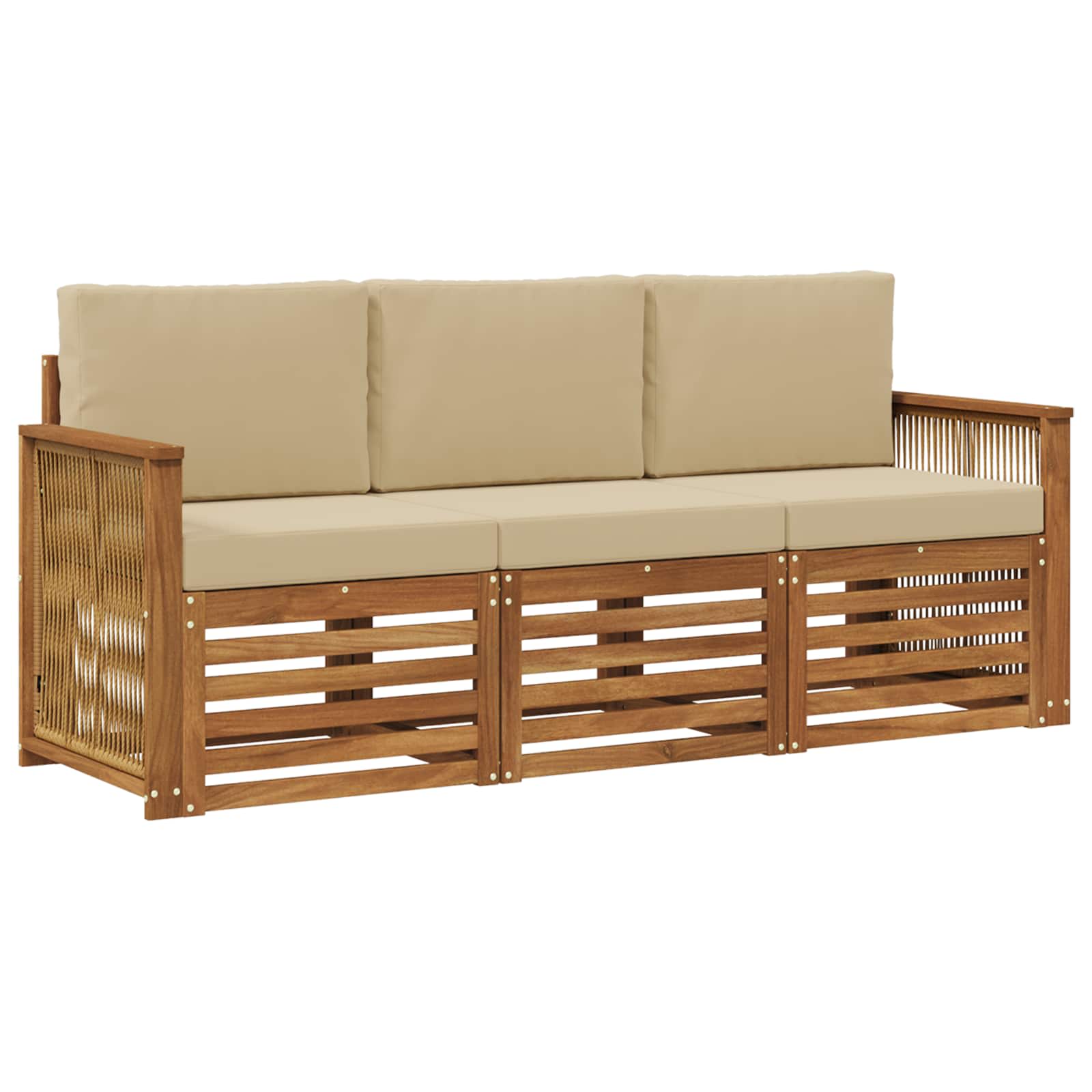 Sofagarnituren mit Kissen 3 pcs Massivholz Akazie