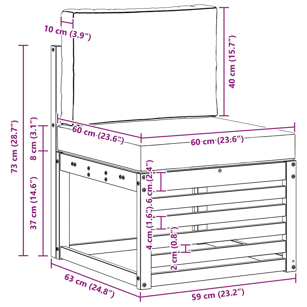 Sofagarnituren mit Kissen 3 pcs Massivholz Akazie