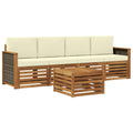 Outdoor-Sofagarnitur 5 pcs Natur und Creme Massivholz Akazie