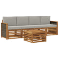 Outdoor-Sofagarnitur mit Kissen 5 pcs Natürlich und Hellgrau