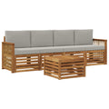 Outdoor-Sofagarnitur mit Kissen 5 pcs Natürlich und Hellgrau