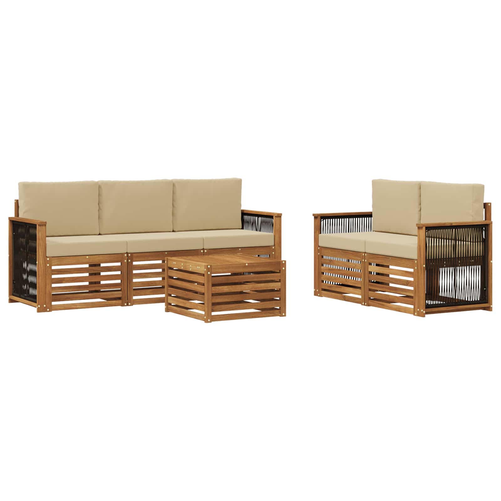 Sofagarnituren mit Kissen 6 pcs Massivholz Akazie