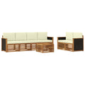 Outdoor-Sofagarnitur 7 pcs Natur und Creme Massivholz Akazie