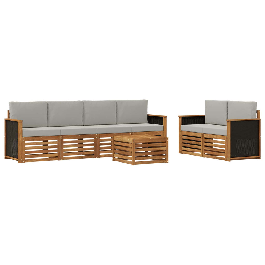 Outdoor-Sofagarnitur mit Kissen 7 pcs Natürlich und Hellgrau