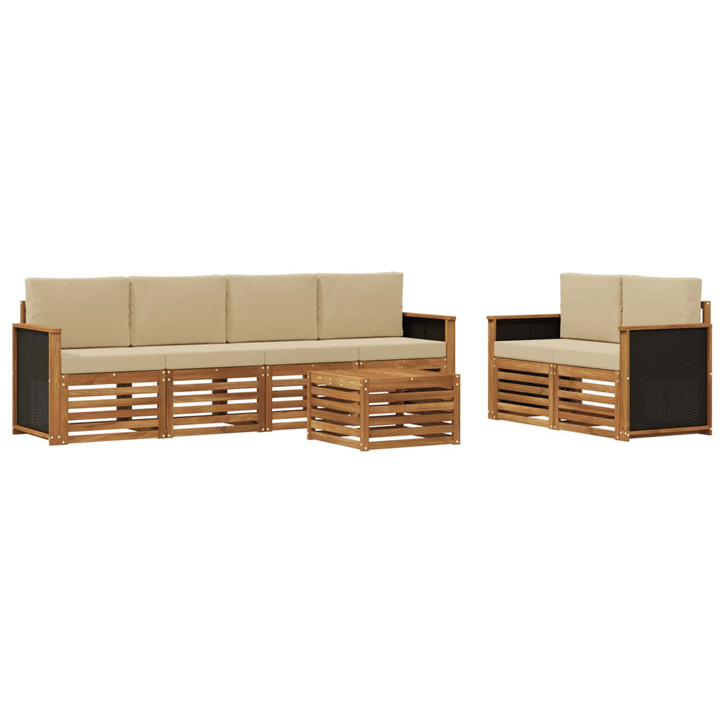 Outdoor-Sofagarnitur 7 pcs Natur und Beige Massivholz Akazie
