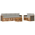 Outdoor-Sofagarnitur mit Kissen 7 pcs Natürlich und Hellgrau
