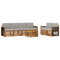 Outdoor-Sofagarnitur mit Kissen 7 pcs Natürlich und Hellgrau