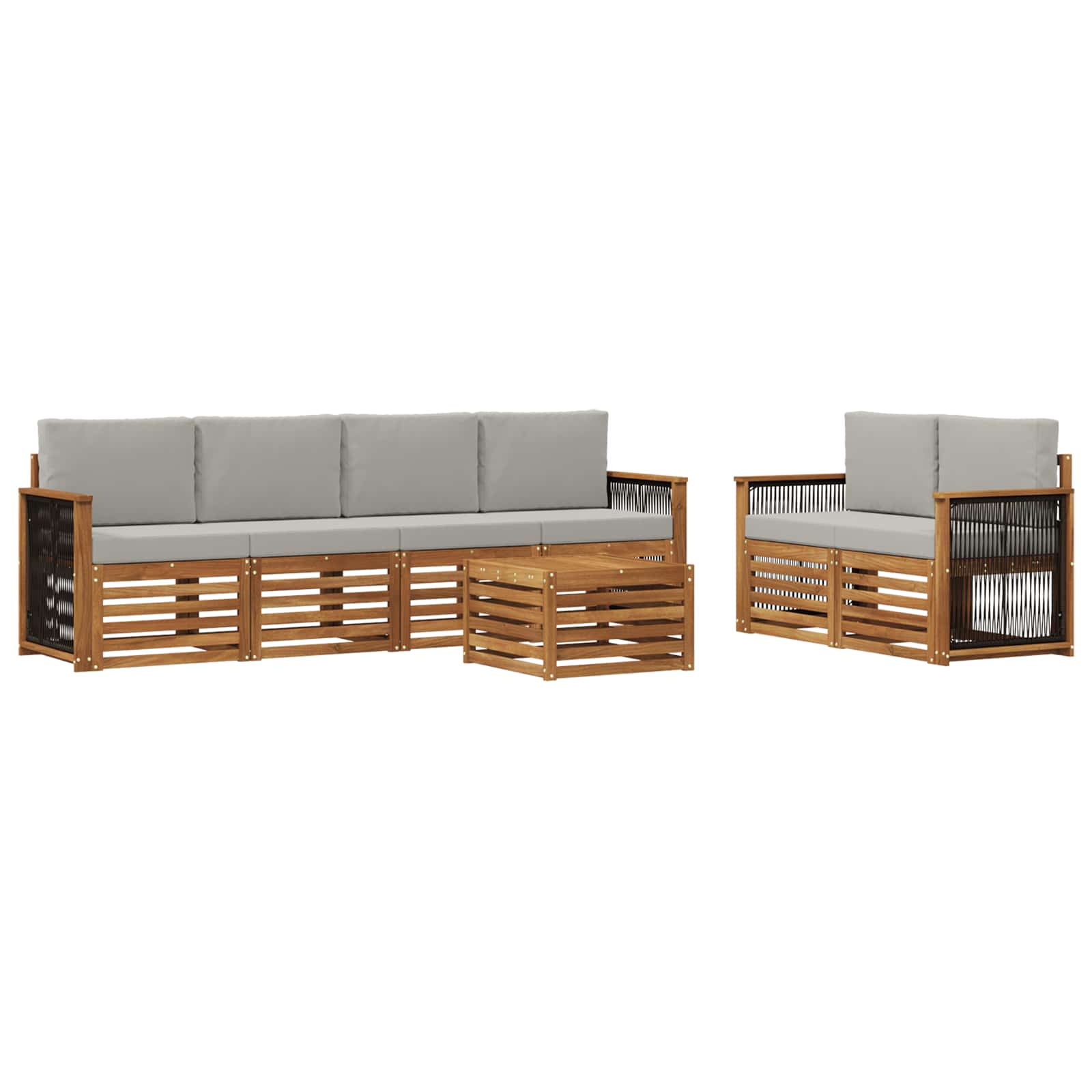 Outdoor-Sofagarnitur mit Kissen 7 pcs Natürlich und Hellgrau