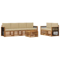 Outdoor-Sofagarnitur 7 pcs Natur und Beige Massivholz Akazie