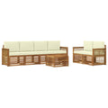 Outdoor-Sofagarnitur 7 pcs Natur und Creme Massivholz Akazie