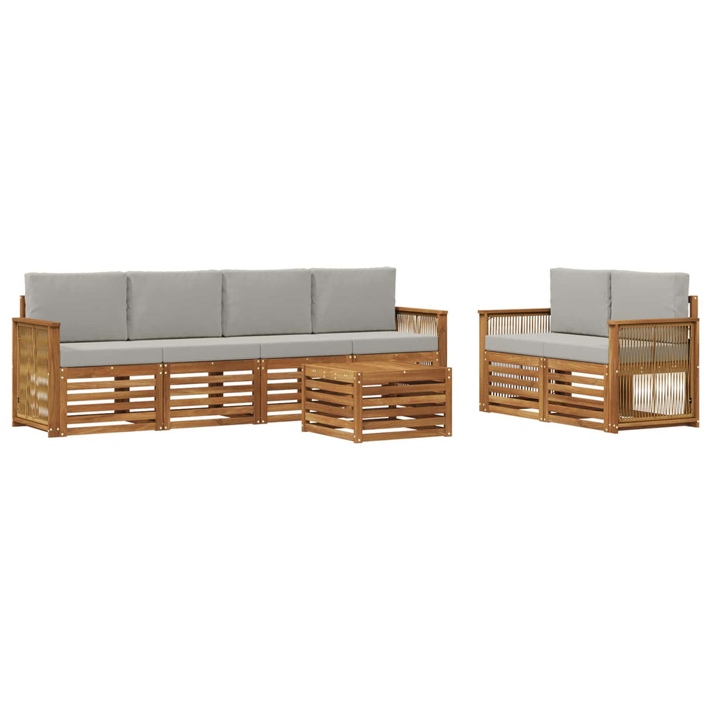 Outdoor-Sofagarnitur mit Kissen 7 pcs Natürlich und Hellgrau