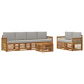 Outdoor-Sofagarnitur mit Kissen 7 pcs Natürlich und Hellgrau