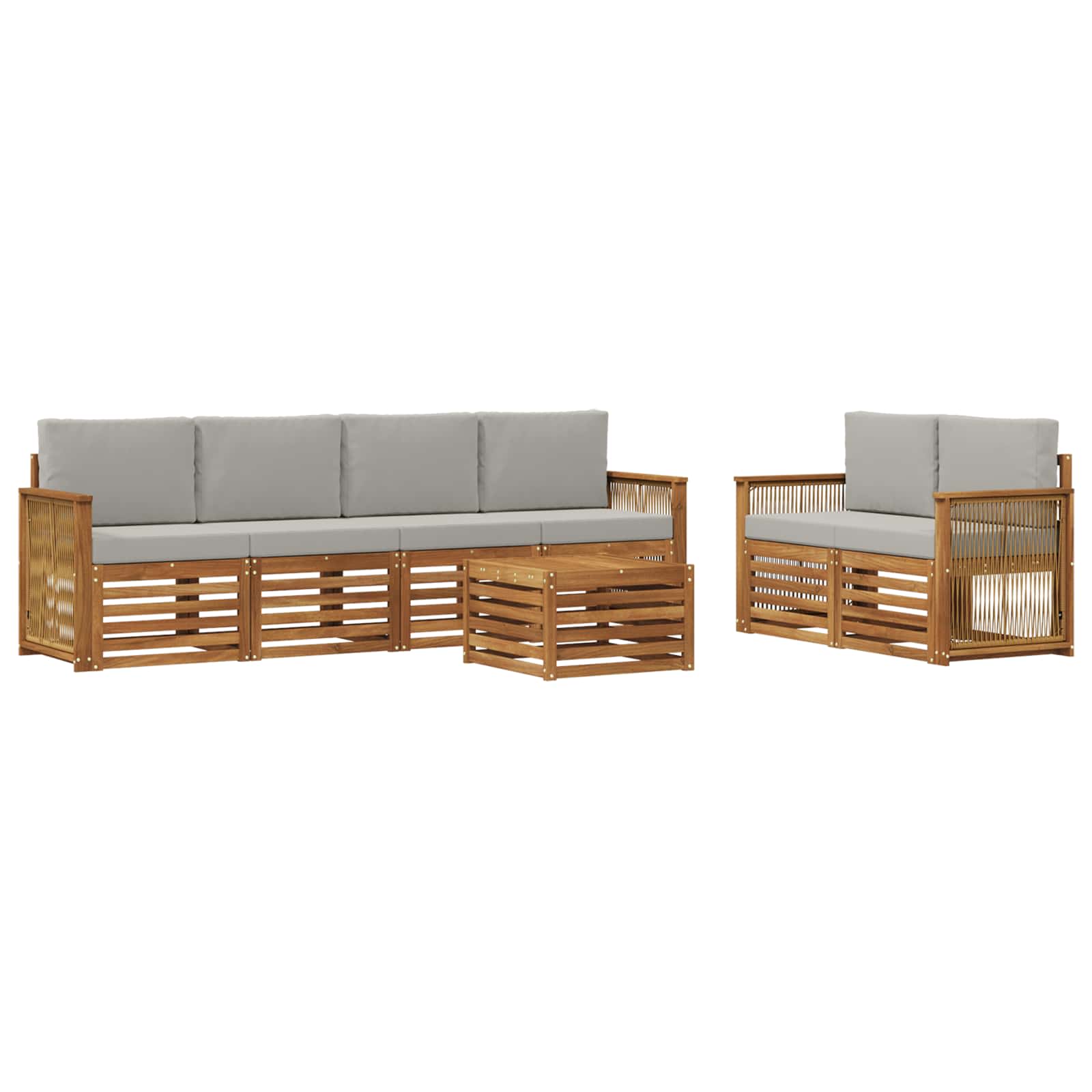 Outdoor-Sofagarnitur mit Kissen 7 pcs Natürlich und Hellgrau