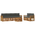 Outdoor-Sofagarnitur mit Kissen 7 pcs Natur und Anthrazit