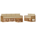 Outdoor-Sofagarnitur 7 pcs Natur und Beige Massivholz Akazie