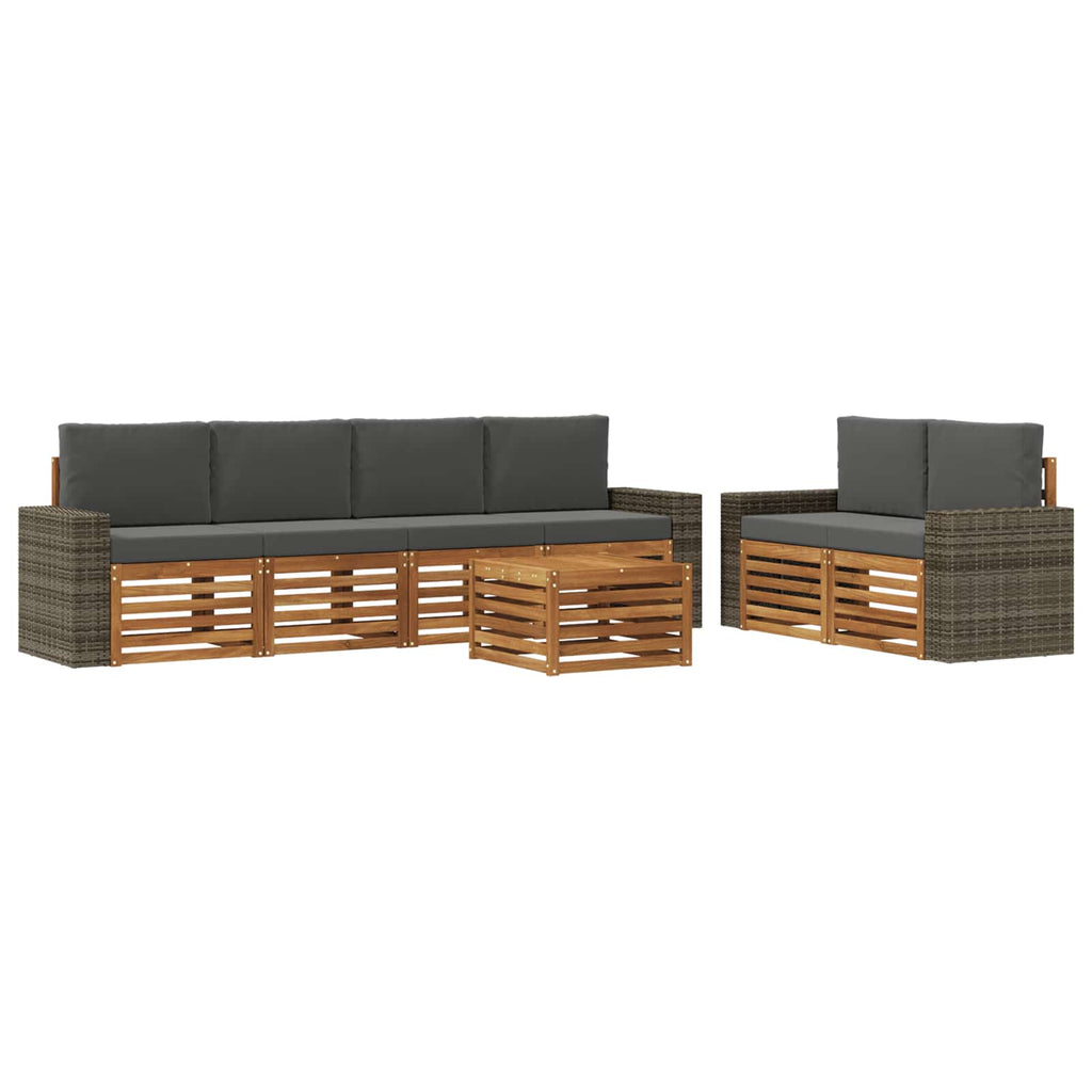 Outdoor-Sofagarnitur mit Kissen 7 pcs Natur und Anthrazit